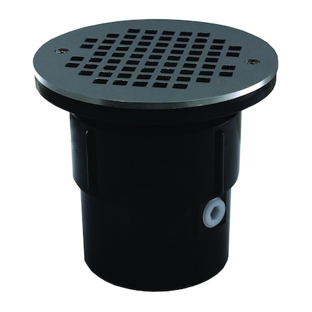 Jones Stephens 3in. x 4in. ABS Pipe Fit Drain Base with 3-1/2in. Plastic Spud and 6in. Chrome Plated Strainer D53024